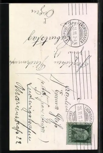Foto-AK NPG Nr. 2294: Kind mit einem Blumenstrauss, Geburtstagsgruss