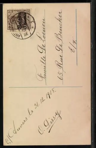 Foto-AK NPG Nr. 2644: Zwei Mädchen mit einem Geldsack, Neujahrsgruss