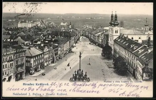 AK Hradec Králové, Pohled a véze kostela sv. Ducha