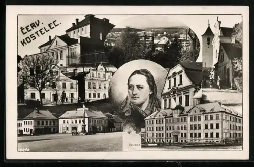 AK Cerv. Kostelec, Strassenpartie, Frauenportrait, Ortspartie