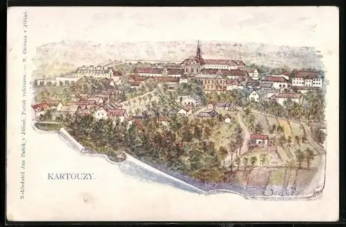 Künstler-AK Kartouzy, Panorama