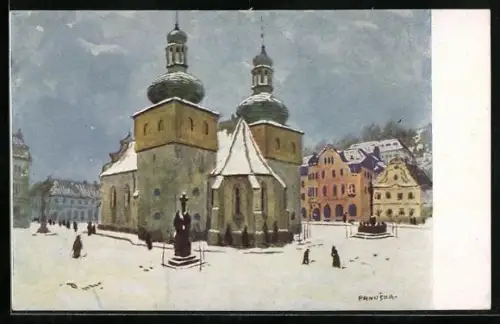 AK Náchod, Námestí a dekanský kostel sv. Vavrince