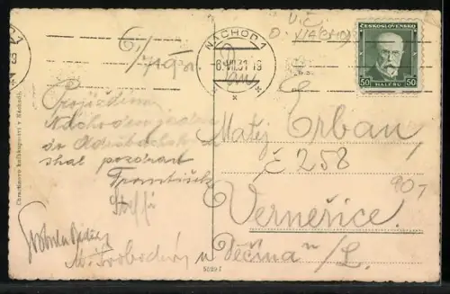 AK Nachod, Teilansicht der Stadt mit Schloss