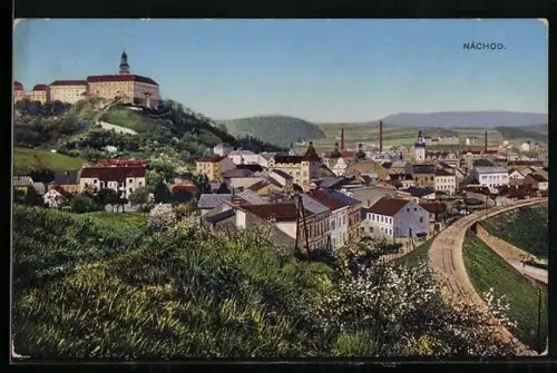 AK Náchod, Teilansicht mit Schloss