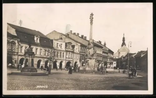 AK Jaromer, Strassenpartie mit Kirche