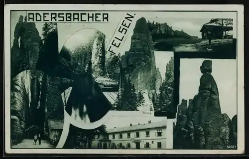 AK Adersbach, Adersbacher Felsen, Mehrfachansicht