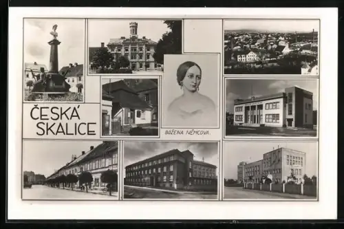 AK Ceská Skalice, Denkmal, Strassenpartie, Frauenportrait