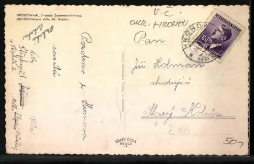 AK Hronov, Al Jiráseks Sommerwohnhaus