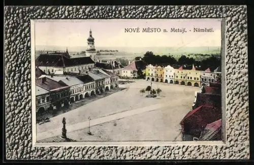 AK Nové Mesto nad Metuji, Marktplatz aus der Vogelschau