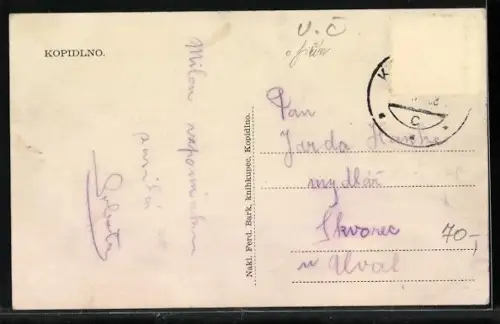 AK Kopidlno, Celkový pohled, Zámek, Radnice