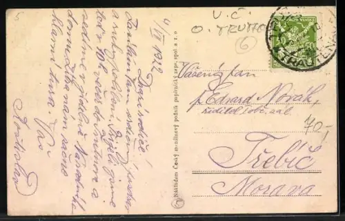 AK Trutnov, Strassenpartie mit Denkmal