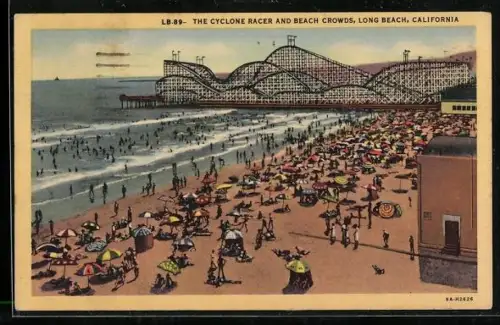 AK Long Beach, CA, The cyclone racer and beach crowds