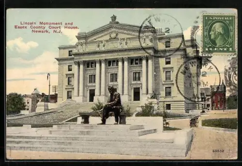 AK Newark, NJ, Lincoln Monument and Essex County Court House