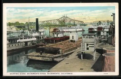 AK Sacramento, CA, Shipping scene on Sacramento River