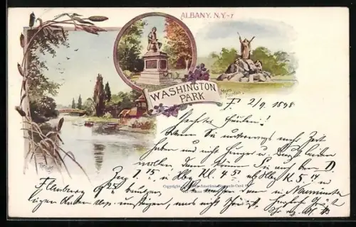 AK Albany, NY, Washington Park, Moses Fountain