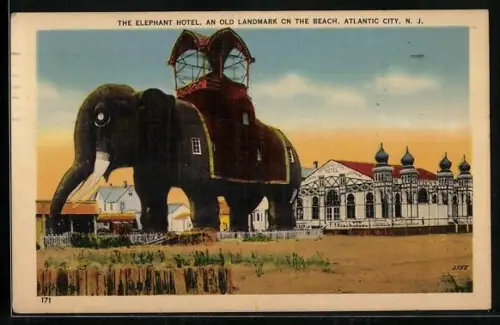 AK Atlantic City, NJ, The Elephant Hotel, an old landmark on the beach