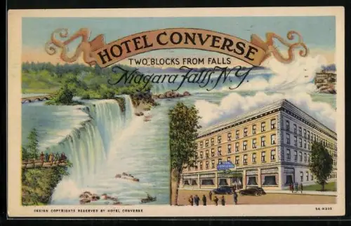 AK Niagara Falls, NY, Hotel Converse, view of the Niagara Falls