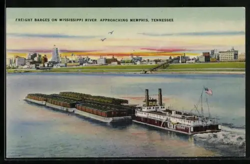 AK Memphis, TN, Freight barges on Mississippi River