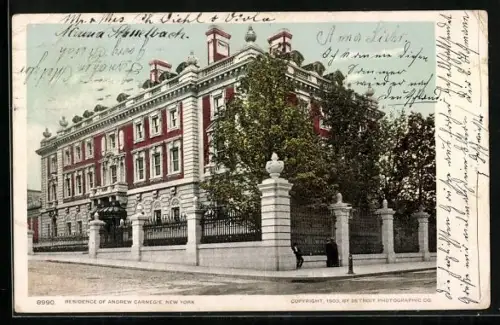 AK New York, NY, Residence of Andrew Carnegie