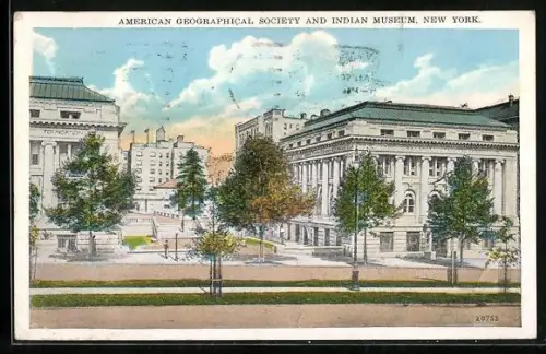 AK New York, NY, American Geographical Society and Indian Museum