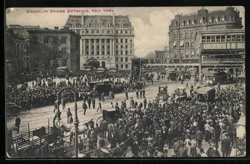 AK New York, NY, Brooklyn Bridge Entrance