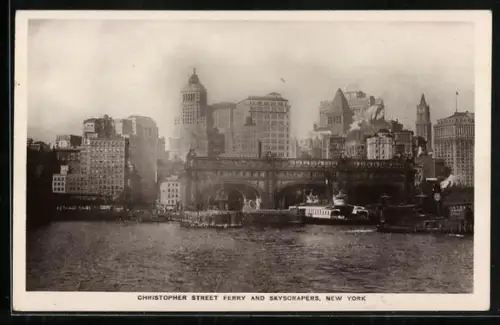 AK New York, NY, Christopher Street Ferry and Skyscrapers