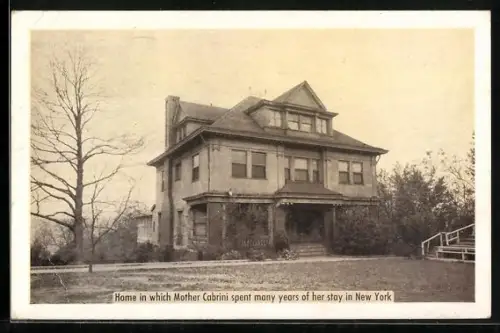 AK New York, NY, Home in which Mother Cabrini spent many years