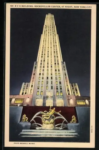 AK New York, NY, RCA Building, Rockefeller Center, At Night