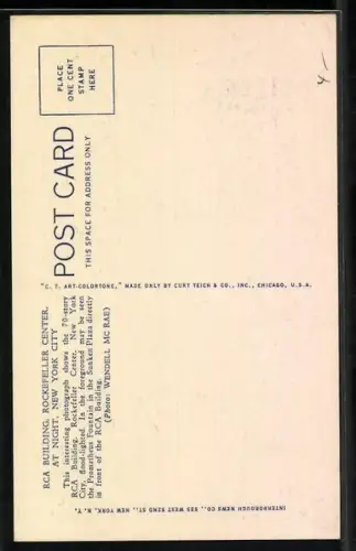 AK New York, NY, RCA Building, Rockefeller Center, At Night