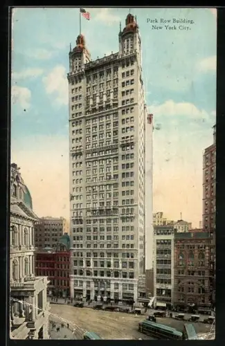 AK New York, NY, Park Row Building, Strassenbahn