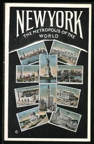 AK New York, NY, Statue of Liberty, New Court House, Grand Central Terminal
