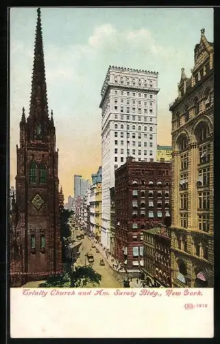 AK New York, NY, Trinity Church and Am. Surety Building