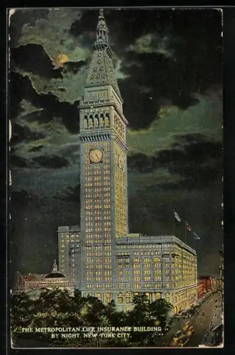 AK New York, NY, Metropolitan Life Insurance Building by Night