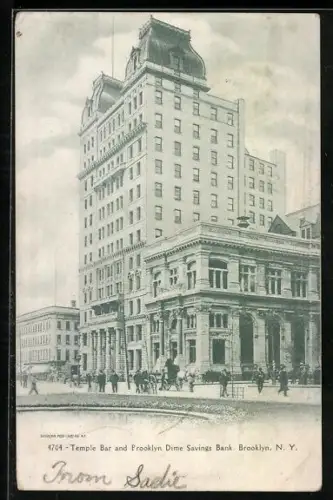 AK New York, NY, Temple Bar and Brooklyn Dime Savings Bank