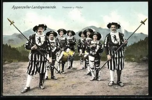 AK Trommler u. Pfeifer der Appenzeller Landsgemeinde in Trachten
