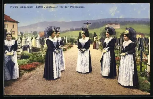 AK Appenzell, Täfeli-Jungfrauen vor der Prozession