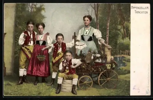 AK Familie in Appenzeller Trachten