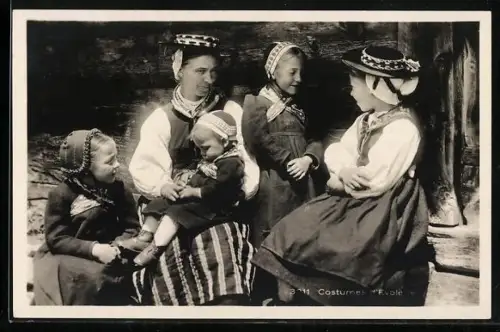 AK Evolène, Costumes d`Evolène, Frau mit Kindern in Tracht