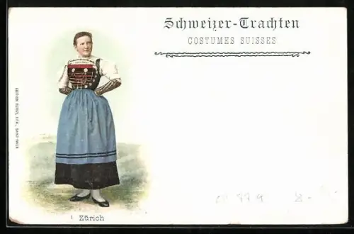 AK Schweizerin in Tracht aus Zürich