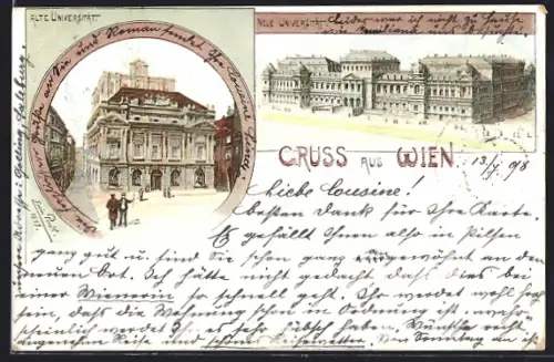 Lithographie Wien, Alte und Neue Universität