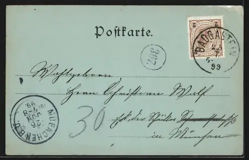 Mondschein-AK Gastein, Totalansicht aus der Vogelschau