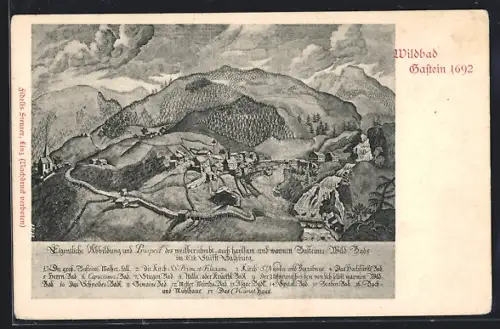 Lithographie Gastein, Abblidung von 1692