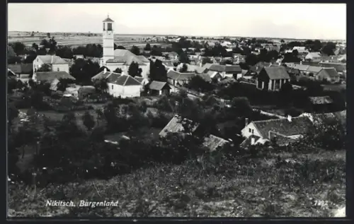 AK Nikitsch /Burgenland, Totalansicht mit Kirche aus der Vogelschau