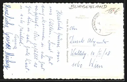 AK Mannersdorf a. d. Rabnitz, Raiffeisenkasse, Strassenpartie mit Kirche