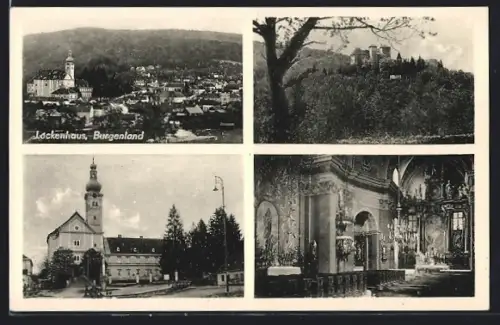 AK Lockenhaus /Burgenland, Totalansicht, Kirche, Burg