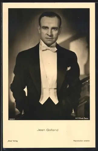 AK Schauspieler Jean Galland im Anzug mit ernsten Blick