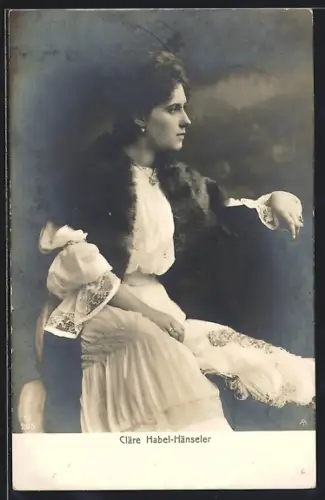 AK Schauspielerin Cläre Habel-Hänseler mit Pelz