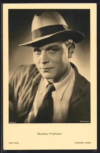 AK Schauspieler Gustav Fröhlich in Hemd und Krawatte