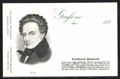AK Schauspieler Ferdinand Raimund, Portrait im Anzug