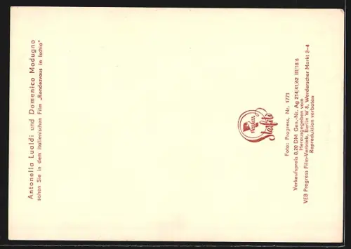 AK Schauspielerin Antonella Lualdi und Schauspieler Domenico Modugno in Rendevous in Ischia